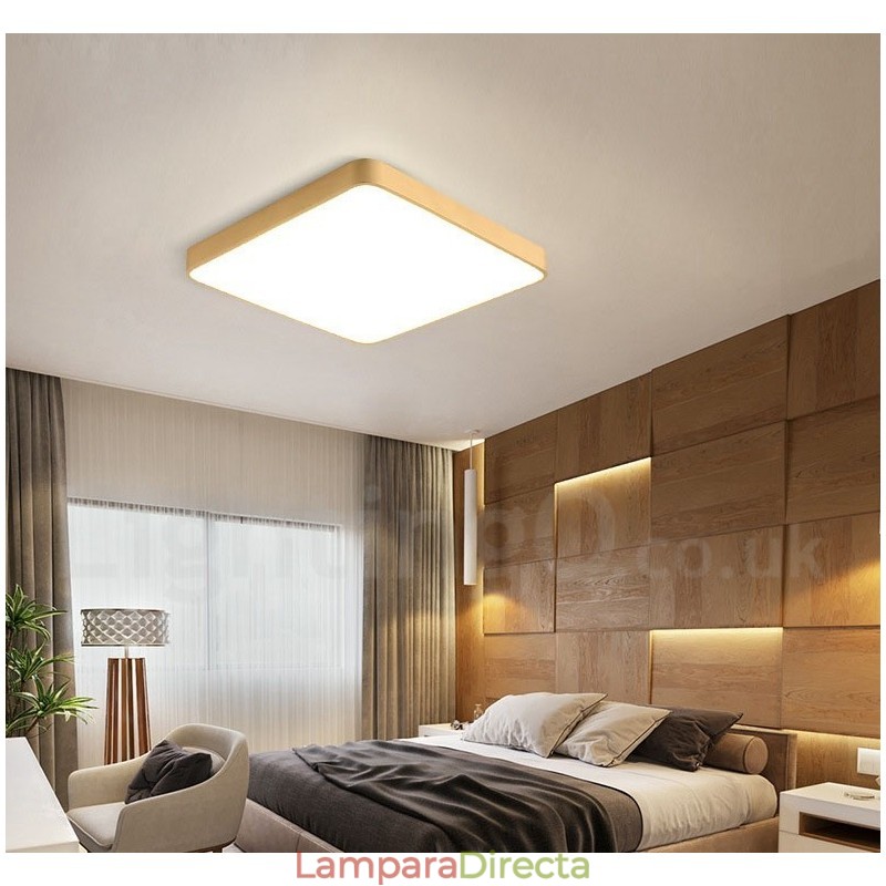 Lámpara de techo empotrada de latón, ultrafina, cuadrada, regulable, moderna, contemporánea, de estilo nórdico con pantalla acrílica. También se puede usar como aplique de pared.