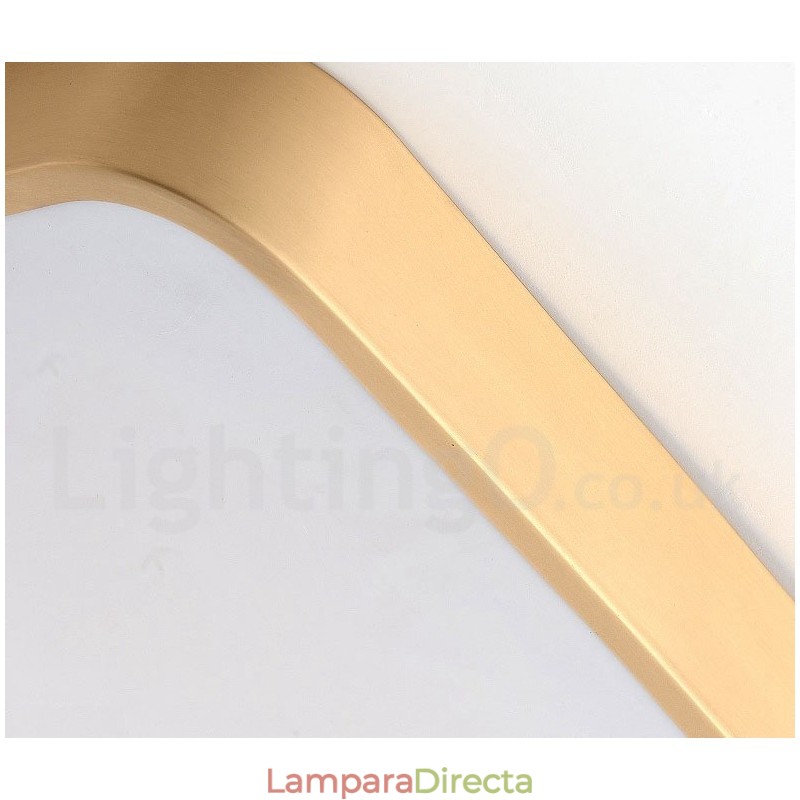Lámpara de techo empotrada de latón, ultrafina, cuadrada, regulable, moderna, contemporánea, de estilo nórdico con pantalla acrílica. También se puede usar como aplique de pared.