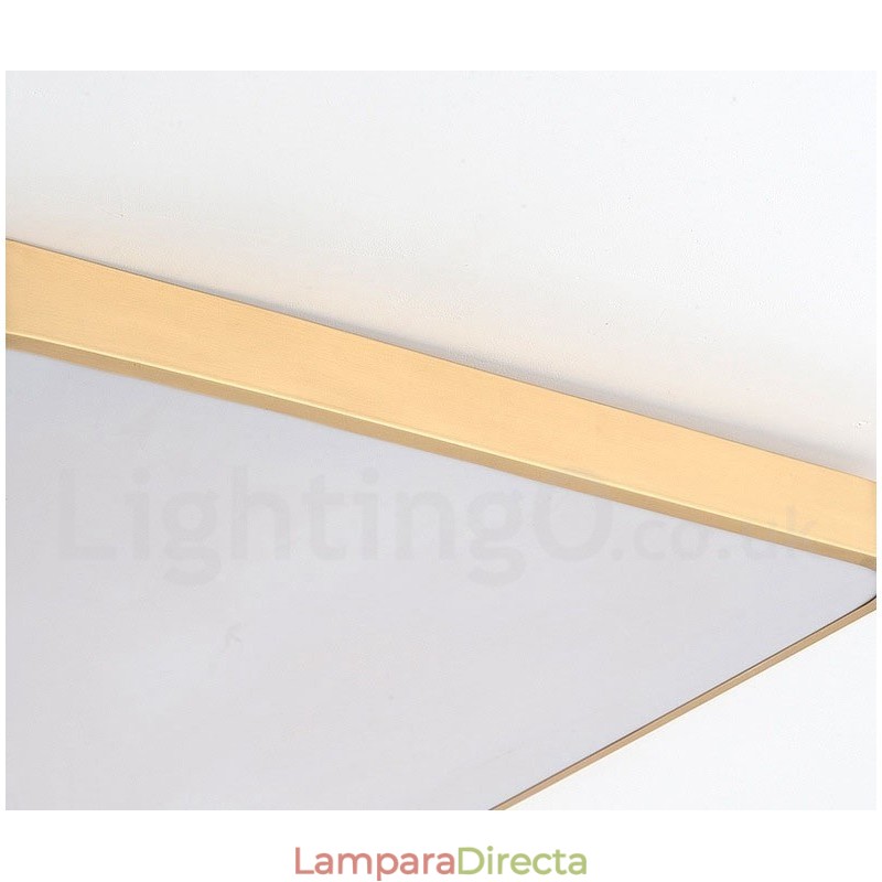 Lámpara de techo empotrada de latón, ultrafina, cuadrada, regulable, moderna, contemporánea, de estilo nórdico con pantalla acrílica. También se puede usar como aplique de pared.