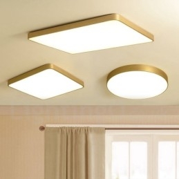 Lámpara de techo empotrada de latón, ultrafina, cuadrada, regulable, moderna, contemporánea, de estilo nórdico con pantalla acrílica. También se puede usar como aplique de pared.