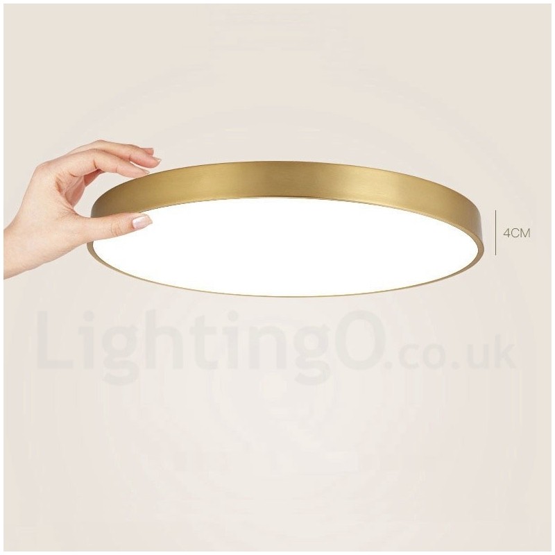 Lámpara de techo empotrada de latón 100 % ultrafina, redonda, regulable, moderna, contemporánea, de estilo nórdico, con pantalla acrílica. También se puede usar como luz de pared.