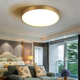 Lámpara de techo empotrada de latón 100 % ultrafina, redonda, regulable, moderna, contemporánea, de estilo nórdico, con pantalla acrílica. También se puede usar como luz de pared.