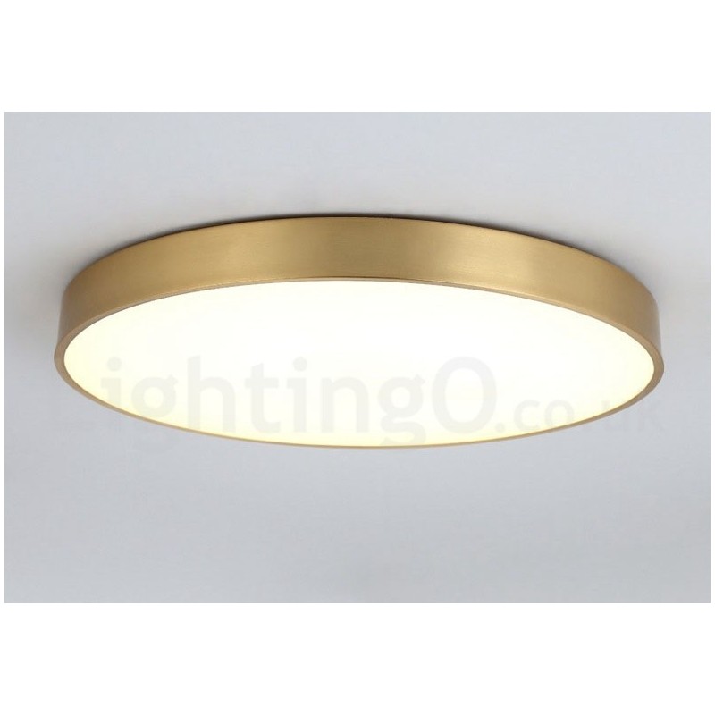Lámpara de techo empotrada de latón 100 % ultrafina, redonda, regulable, moderna, contemporánea, de estilo nórdico, con pantalla acrílica. También se puede usar como luz de pared.
