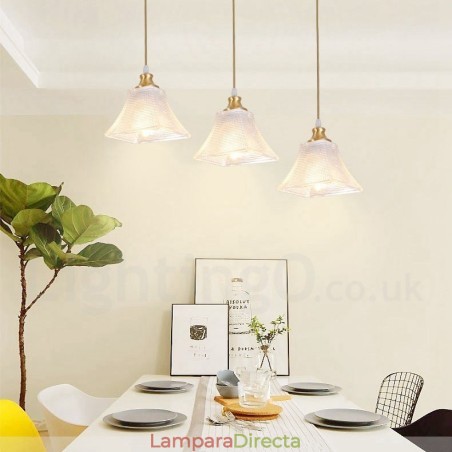 Lámpara colgante rústica de estilo nórdico de latón puro con pantalla de cristal Lámpara colgante rústica de estilo nórdico de latón puro con pantalla de cristal