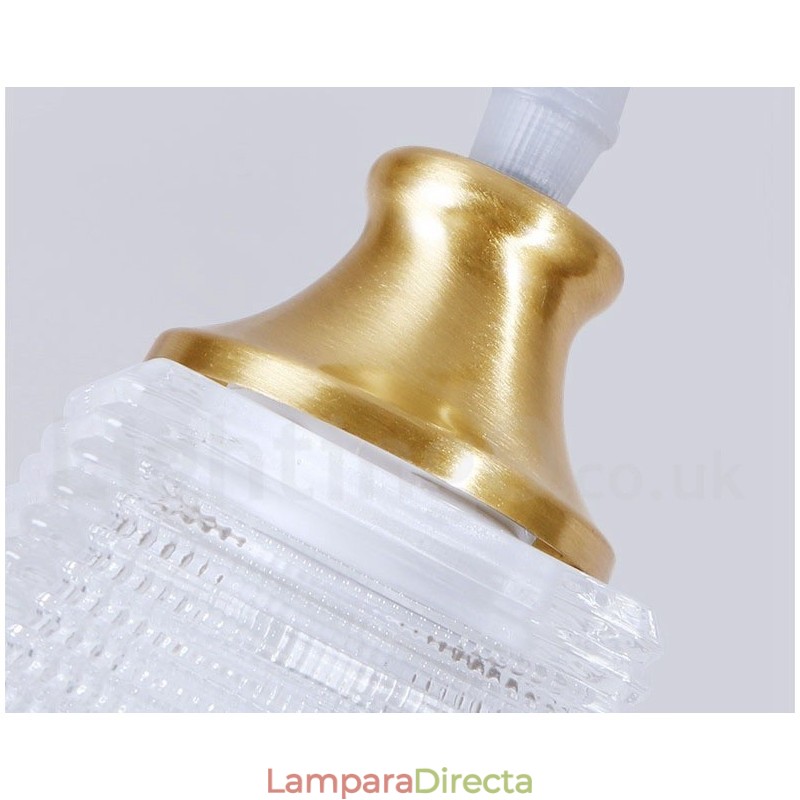Lámpara colgante rústica de estilo nórdico de latón puro con pantalla de cristal