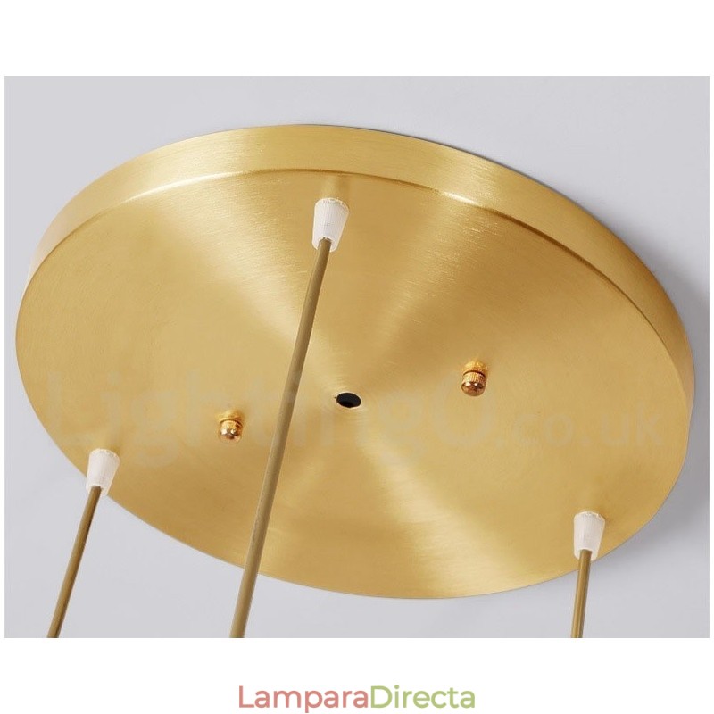 Lámpara colgante rústica de estilo nórdico de latón puro con pantalla de cristal