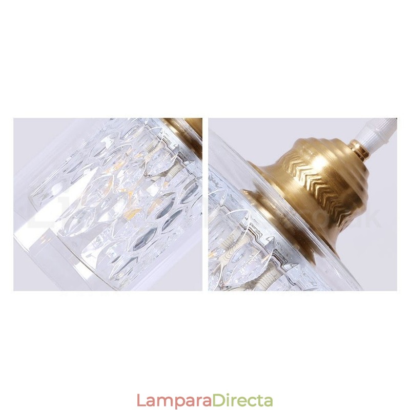 Lámpara colgante rústica de estilo nórdico de latón puro con pantalla de cristal