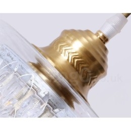 Lámpara colgante rústica de estilo nórdico de latón puro con pantalla de cristal