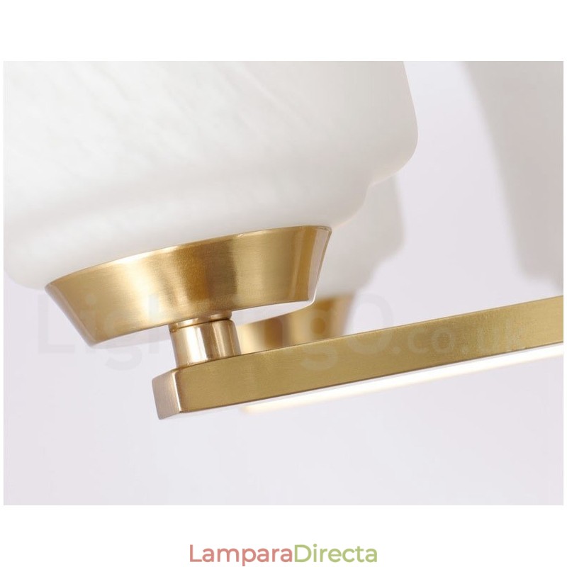 Lámpara colgante grande de latón puro de 3 luces, estilo rústico, retro, vintage, con pantallas de cristal