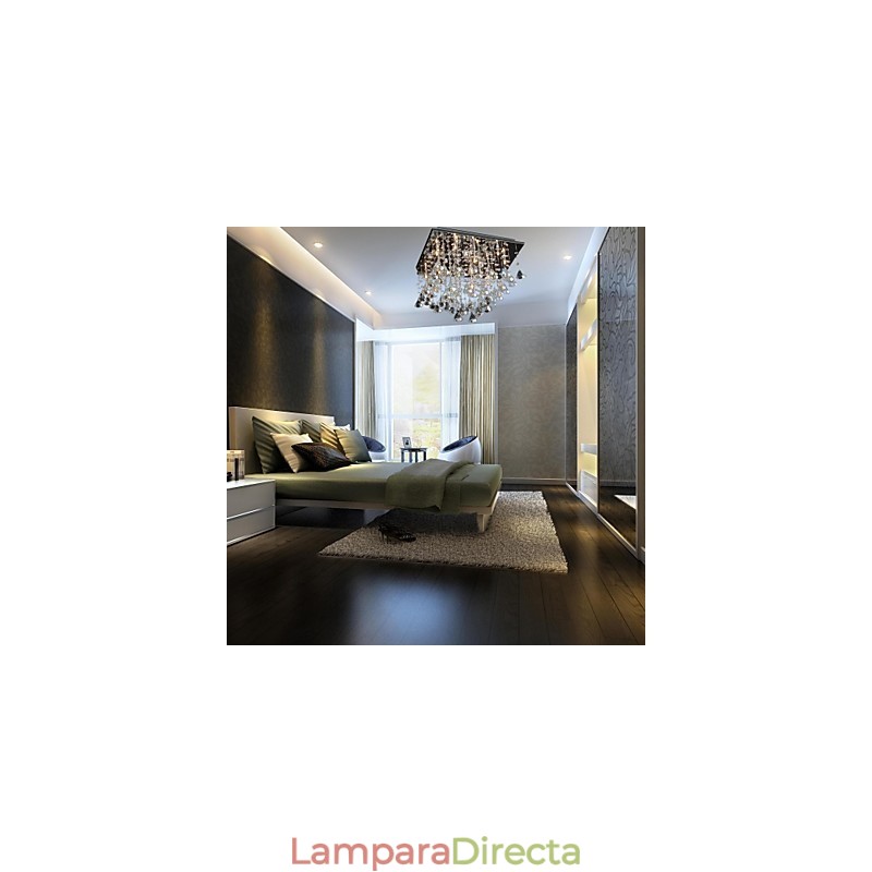 Lámpara de araña clásica tradicional de metal cromado y cristal