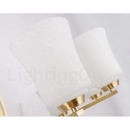 Lámpara colgante retro vintage de latón con pantallas de cristal