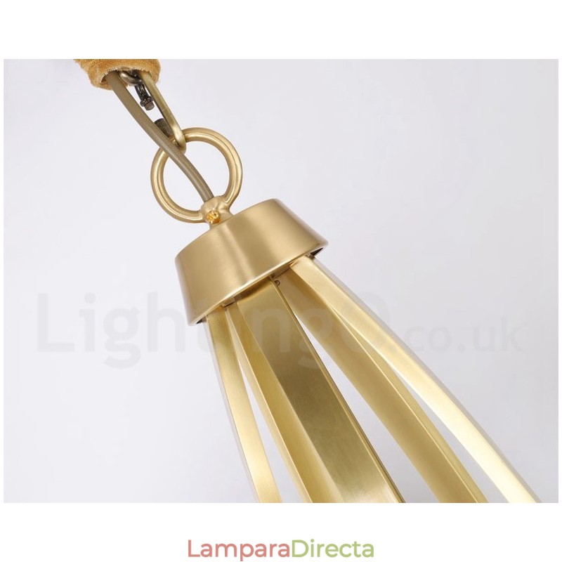 Lámpara colgante grande de latón puro de 15 luces, estilo rústico, retro, vintage, con pantallas de cristal.