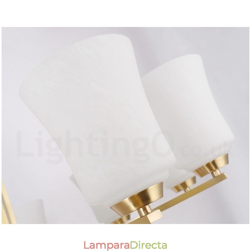 Lámpara colgante grande de latón puro de 15 luces, estilo rústico, retro, vintage, con pantallas de cristal.