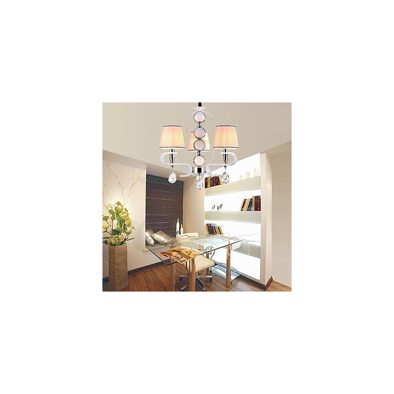 Lámpara de araña de tela de 3 luces, moderna, minimalista, de alta calidad