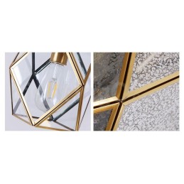 Lámpara colgante rústica de estilo nórdico de latón puro con pantalla de cristal