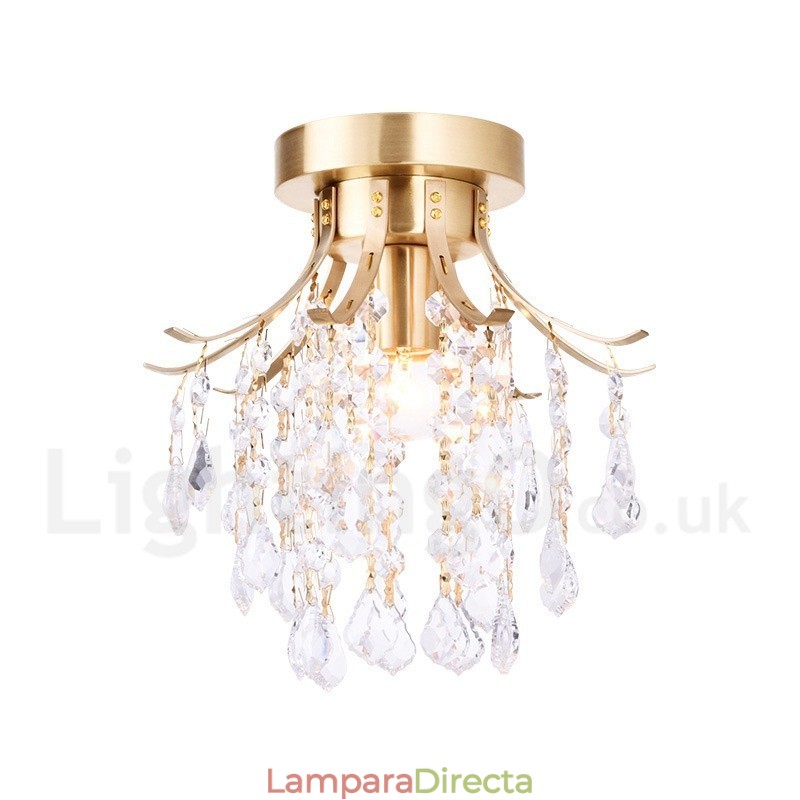 Lámparas de techo de cristal empotradas de estilo nórdico rústico de latón puro