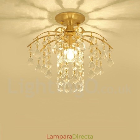 Lámparas de techo de cristal empotradas de estilo nórdico rústico de latón puro Lámparas de techo de cristal empotradas de estilo nórdico rústico de latón puro