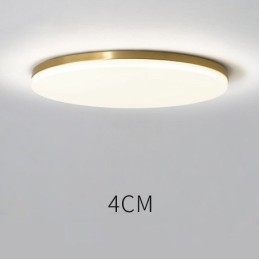 Lámpara de techo empotrada de estilo nórdico moderno, contemporáneo, ultrafina y redonda, regulable, de latón, con pantalla acrílica. También se puede usar como luz de pared.