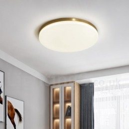 Lámpara de techo empotrada de estilo nórdico moderno, contemporáneo, ultrafina y redonda, regulable, de latón, con pantalla acrílica. También se puede usar como luz de pared.