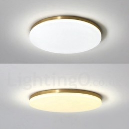 Lámpara de techo empotrada de estilo nórdico moderno, contemporáneo, ultrafina y redonda, regulable, de latón, con pantalla acrílica. También se puede usar como luz de pared.