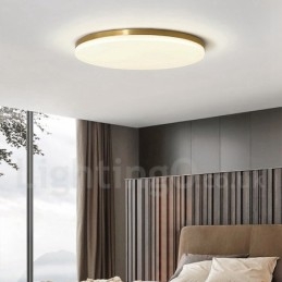 Lámpara de techo empotrada de estilo nórdico moderno, contemporáneo, ultrafina y redonda, regulable, de latón, con pantalla acrílica. También se puede usar como luz de pared.