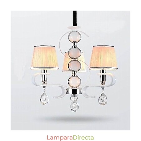 Lámpara de araña de tela de 3 luces de alta calidad con anillo de plata y jade blanco Lámpara de araña de tela de 3 luces de alta calidad con anillo de plata y jade blanco