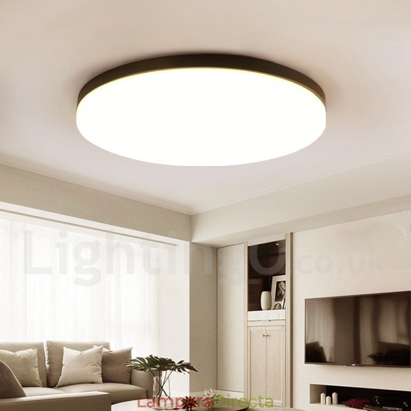 Lámpara de techo empotrada de estilo nórdico contemporáneo, moderna, regulable y redonda, ultrafina, con pantalla acrílica. También se puede usar como aplique de pared.