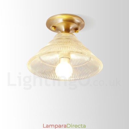 Lámpara de techo empotrada de estilo nórdico rústico de latón puro con pantalla de cristal Lámpara de techo empotrada de estilo nórdico rústico de latón puro con pantalla de cristal