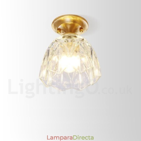 Lámpara de techo empotrada de estilo nórdico rústico de latón puro con pantalla de cristal Lámpara de techo empotrada de estilo nórdico rústico de latón puro con pantalla de cristal