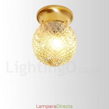 Lámpara de techo empotrada de estilo nórdico rústico de latón puro con pantalla de cristal Lámpara de techo empotrada de estilo nórdico rústico de latón puro con pantalla de cristal