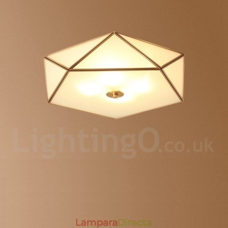 Lámpara de techo empotrada de estilo nórdico rústico de latón puro con pantalla de cristal Lámpara de techo empotrada de estilo nórdico rústico de latón puro con pantalla de cristal
