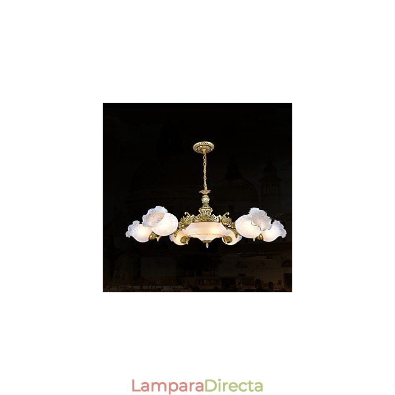 Lámpara de araña de metal de bronce retro, clásica y tradicional.