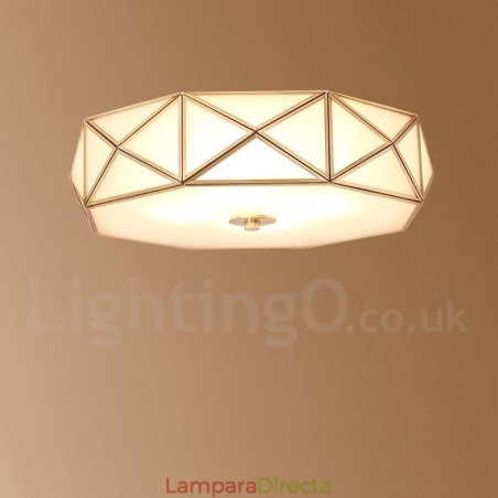 Lámpara de techo empotrada de estilo nórdico rústico de latón puro con pantalla de cristal Lámpara de techo empotrada de estilo nórdico rústico de latón puro con pantalla de cristal