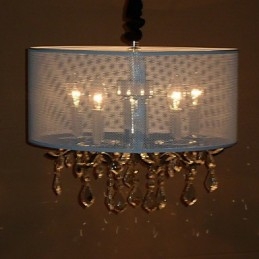 Lámpara colgante contemporánea de cristal con 5 luces y pantalla semitransparente