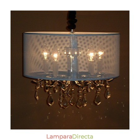 Lámpara colgante contemporánea de cristal con 5 luces y pantalla semitransparente Lámpara colgante contemporánea de cristal con 5 luces y pantalla semitransparente