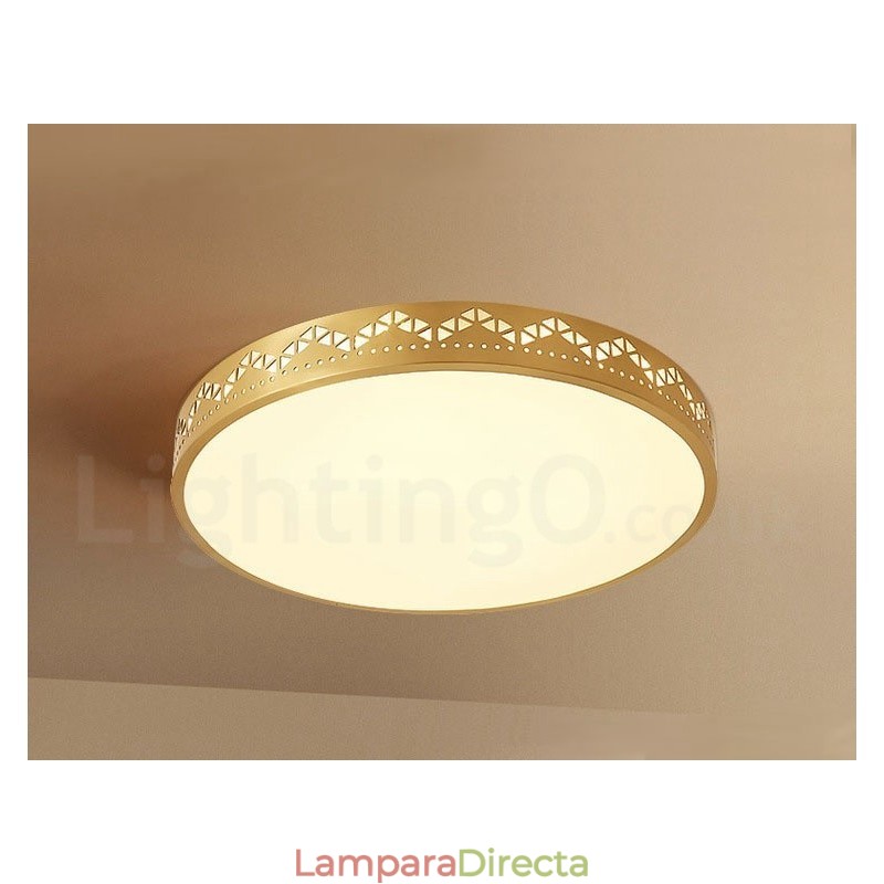 Lámpara de techo empotrada redonda de latón puro, moderna, contemporánea, estilo nórdico, con pantalla acrílica