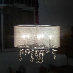 Lámpara colgante contemporánea de cristal con 5 luces y pantalla semitransparente