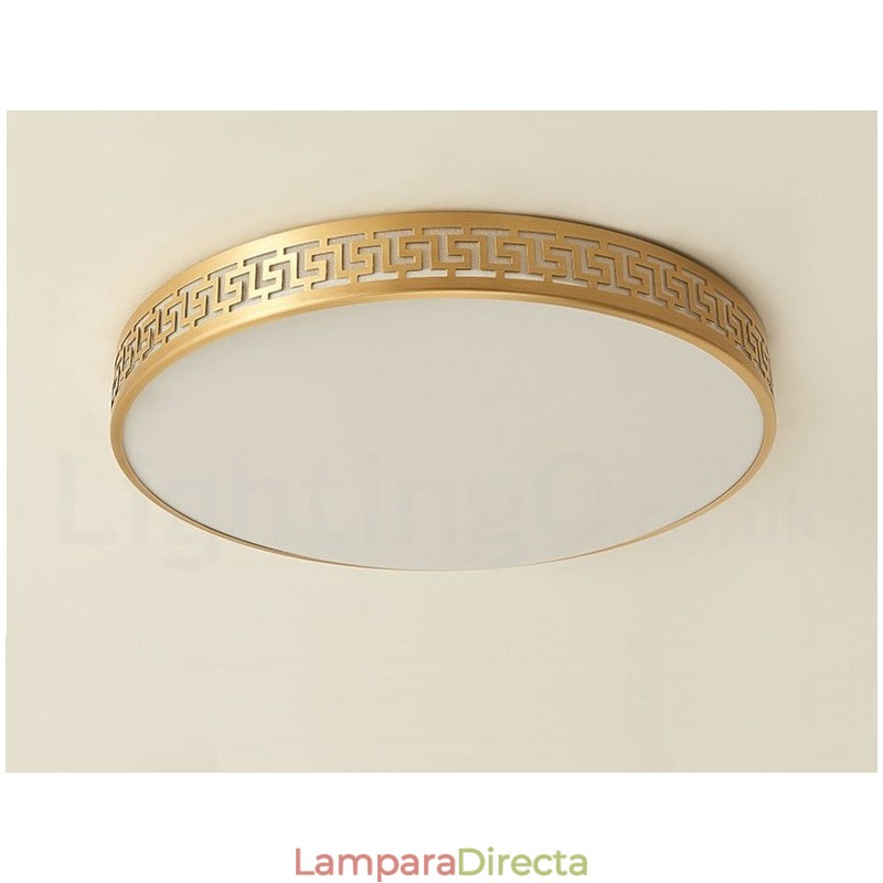 Lámpara de techo empotrada redonda de latón puro, moderna, contemporánea, estilo nórdico, con pantalla acrílica
