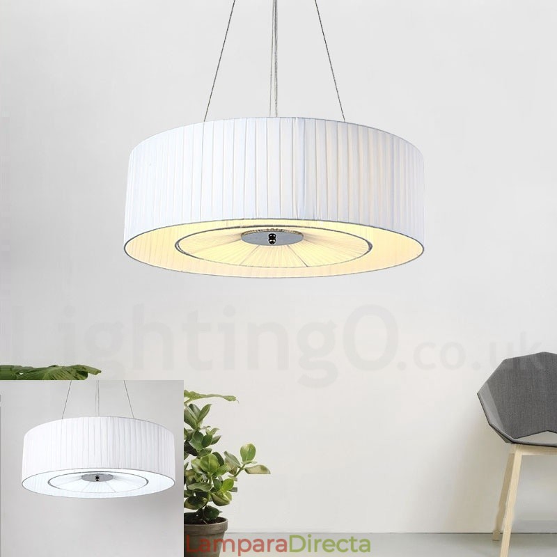 Lámpara colgante moderna Drum de 4 luces con pantalla de tela