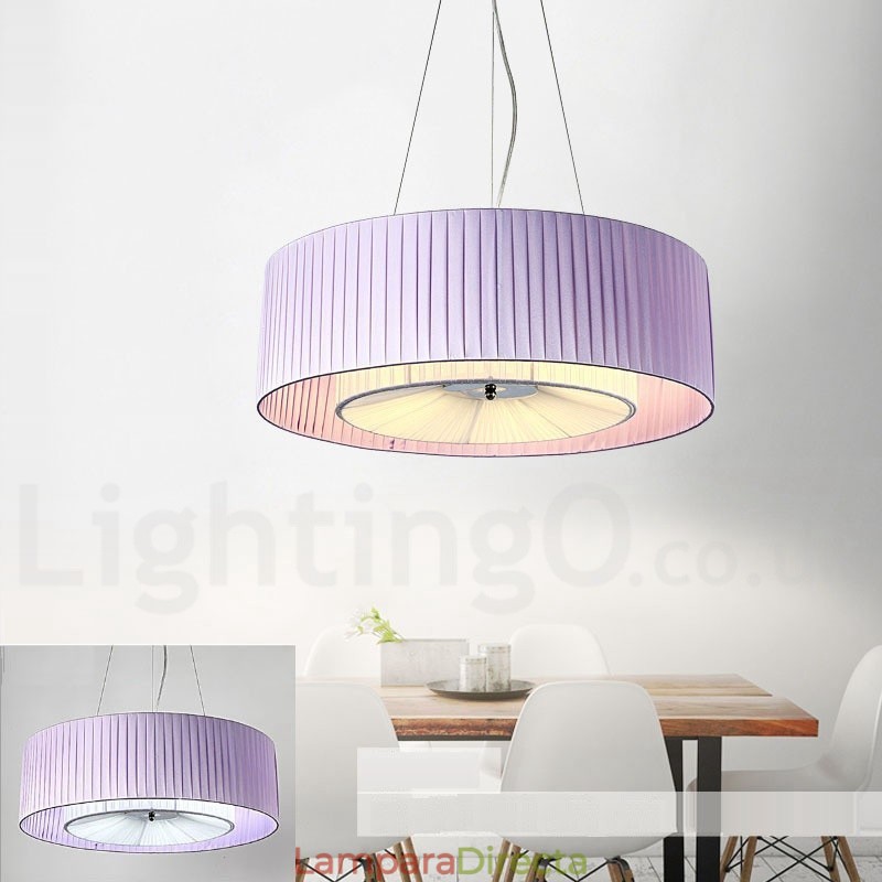 Lámpara colgante moderna Drum de 4 luces con pantalla de tela