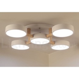 Lámpara de techo empotrada de estilo nórdico moderno y contemporáneo de madera con pantalla acrílica