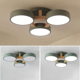 Lámpara de techo empotrada de estilo nórdico moderno y contemporáneo de madera con pantalla acrílica