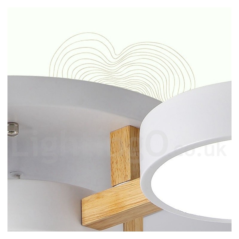 Lámpara de techo empotrada de estilo nórdico moderno y contemporáneo de madera con pantalla acrílica
