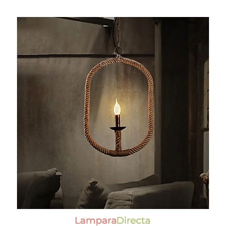 Lámpara de araña retro de cuerda de cáñamo de 1 lámpara, estilo rústico retro Lámpara de araña retro de cuerda de cáñamo de 1 lámpara, estilo rústico retro