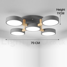 Lámpara de techo empotrada de estilo nórdico moderno y contemporáneo de madera con pantalla acrílica