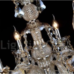 Lámpara de araña moderna de cristal K9 de 6 luces color coñac retro