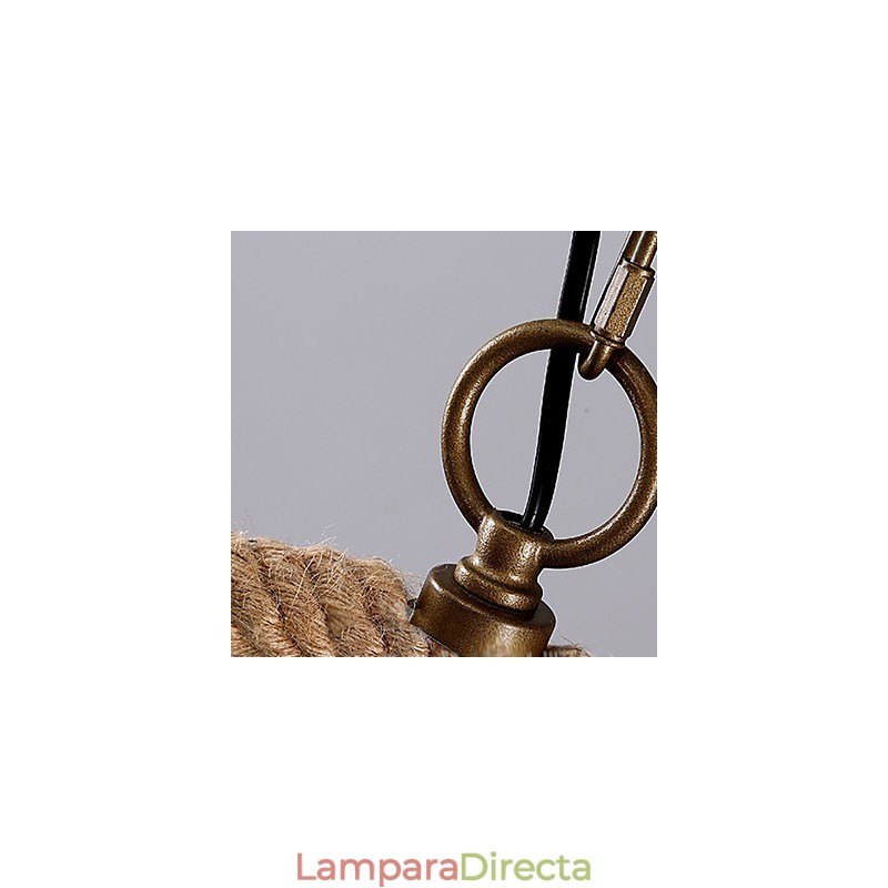 Lámpara de araña retro de cuerda de cáñamo de 1 lámpara, estilo rústico retro