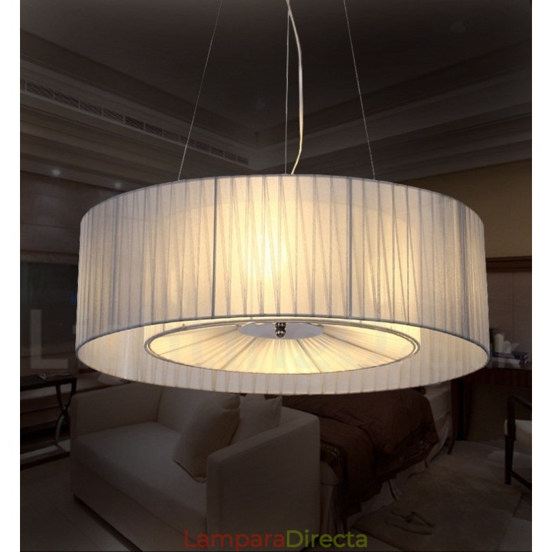 Lámpara colgante moderna Drum de 4 luces con pantalla de tela