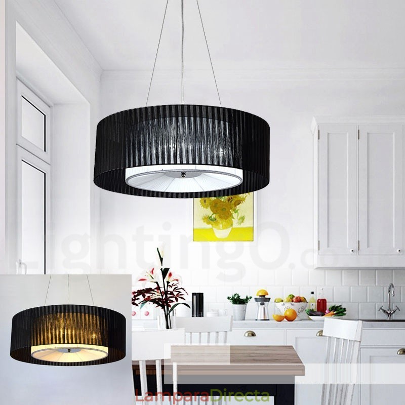 Lámpara colgante moderna Drum de 4 luces con pantalla de tela
