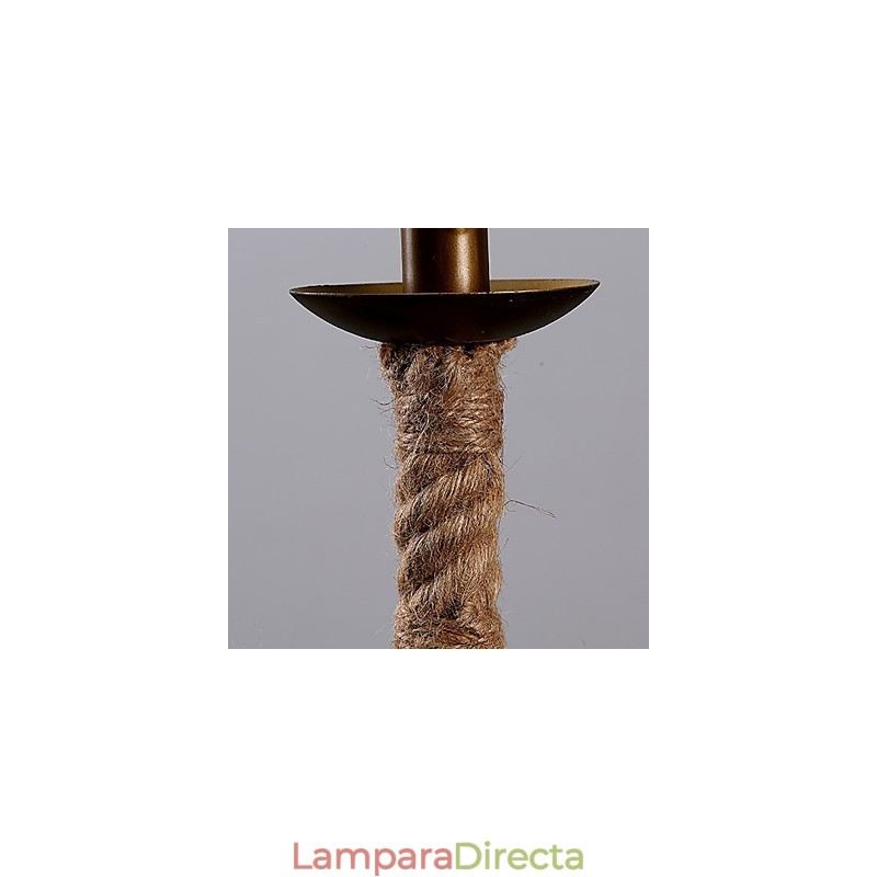 Lámpara de araña retro de cuerda de cáñamo de 1 lámpara, estilo rústico retro